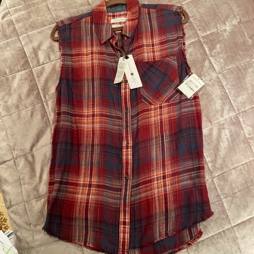 Treasure & BOND Frayed Edge Flannel Shirt NWTS